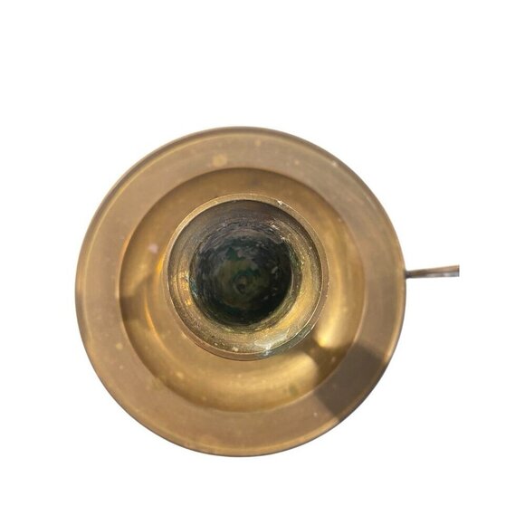 Pair Candlestick Holders Chamber Sticks Aged Uncleaned Patina 4.5" x 3" India - Picture 4 of 8